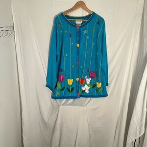 Quacker Factory Blue Tulip Knit Jacket